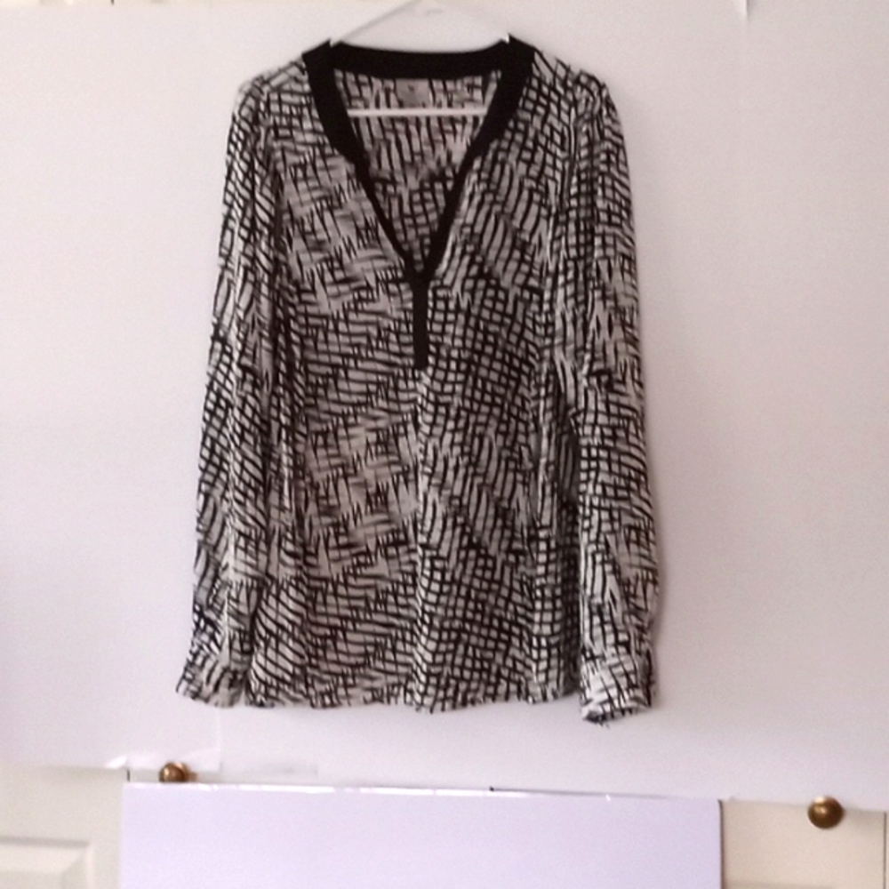 Worthington Women's Long Sleeve Printed Dress Blouse - Size (3X) - Black/White